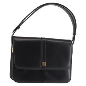 Authentic GIVENCHY Shoulder Bag Leather Black Gold